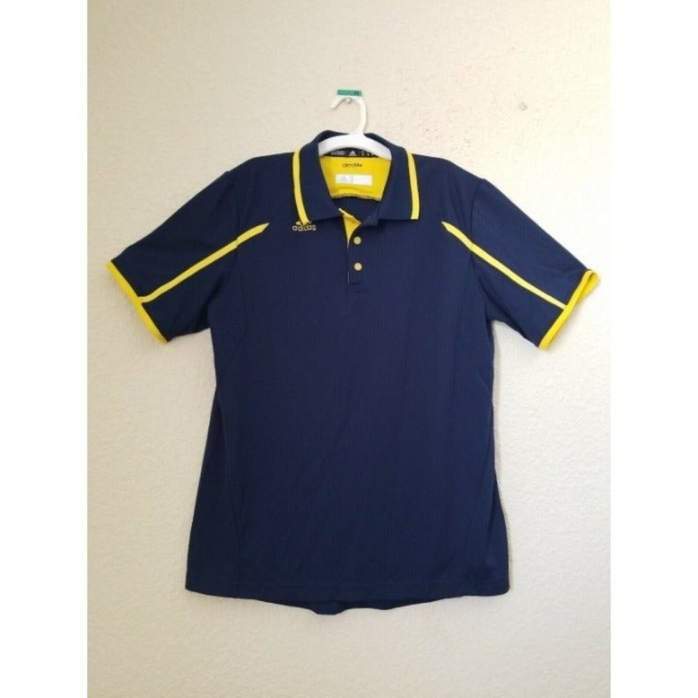 Adidas Climate Men's  Polo Golf Polo Shirt Size M color Blue/Yellow